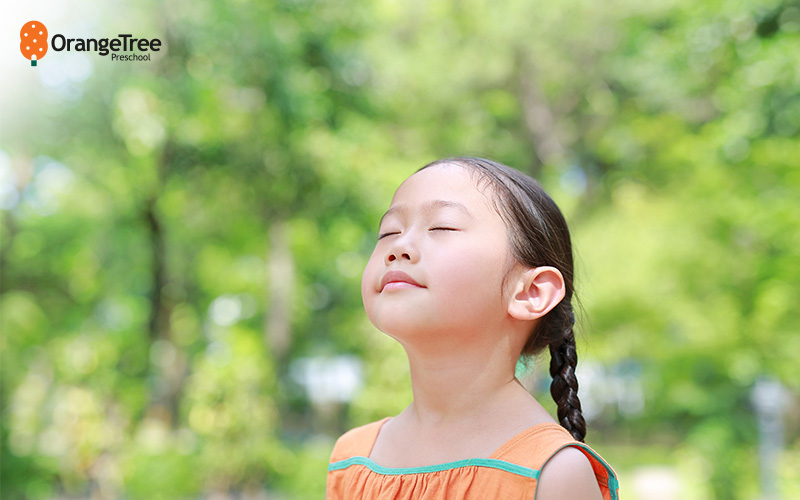 The outdoors stimulating a young girls senses